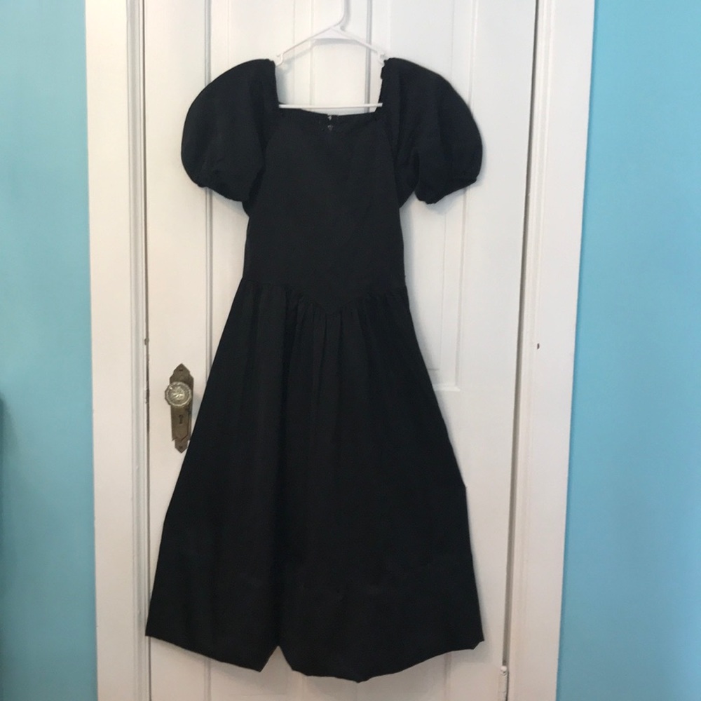 Black satin formal dress